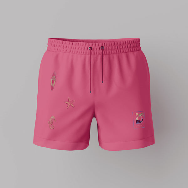【SCULPTOR】Beach Teddy Shorts Pink MENS PERFORMANCE STRETCH SOLD SWIM SHORTS - PINK