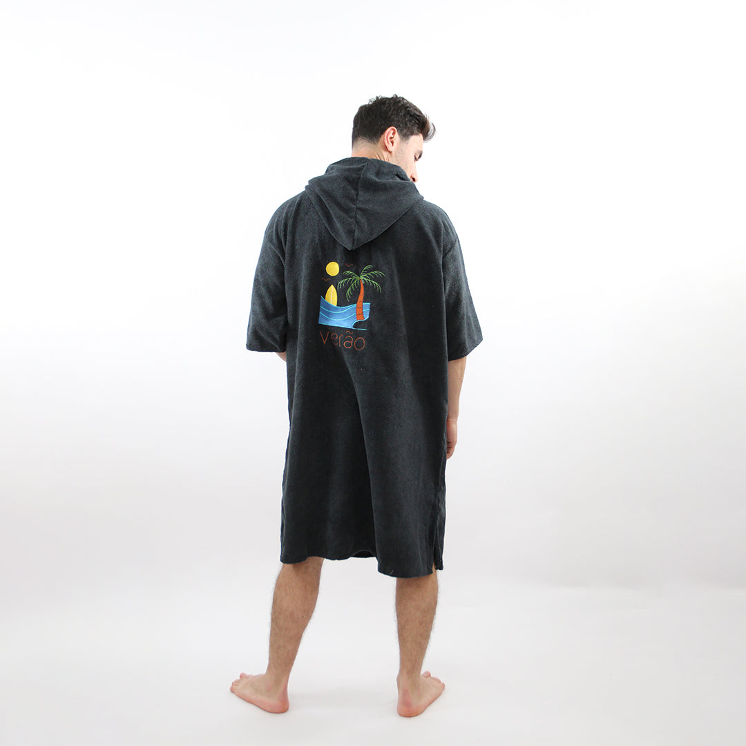 Midnight Tide - Black Poncho Towel