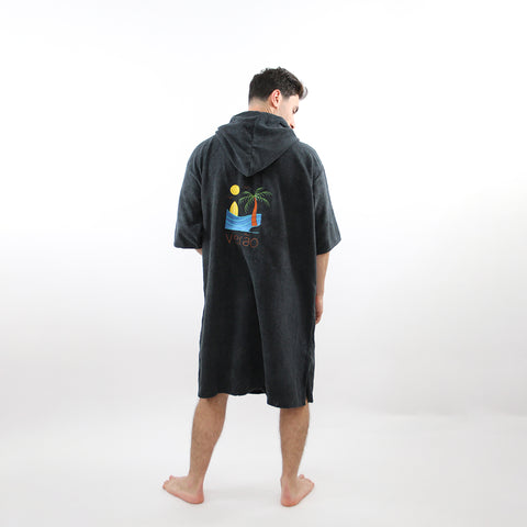 Midnight Tide - Black Poncho Towel