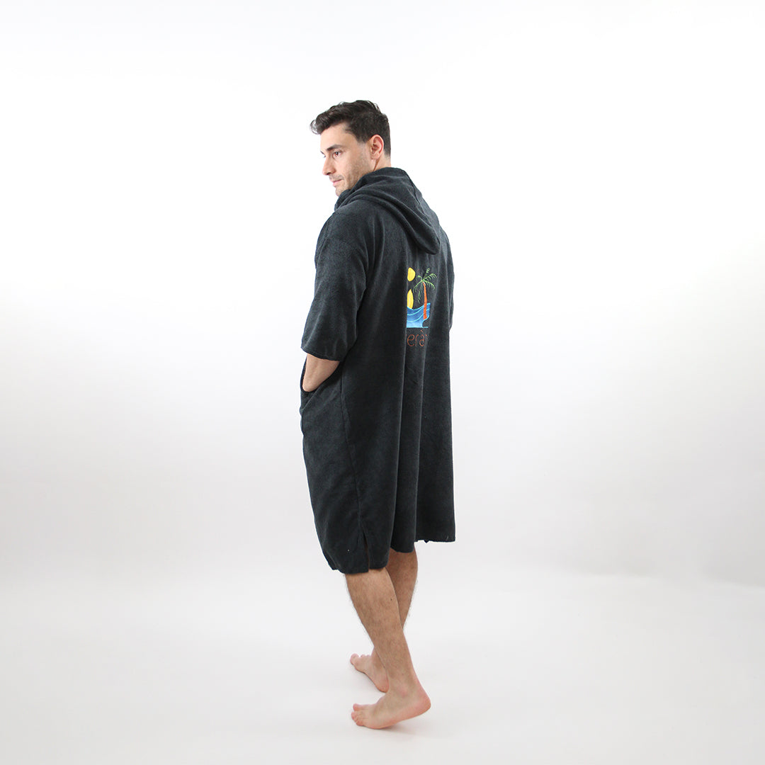 Midnight Tide - Black Poncho Towel